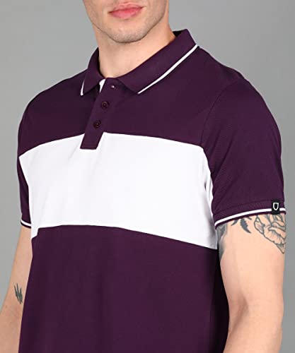 Image of Urbano Fashion Men's Colour-Block Slim Fit Half Sleeve Cotton Polo T-Shirt
