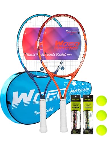 19" 23" 25" Kids Tennis Racket Junior/Youth Tennis Racquet with Tennis Ball Carry Bag Overgrips Vibrations Dampers…