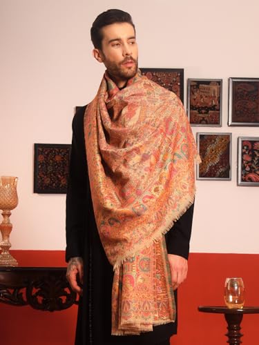 Image of Pashmoda Men Zewar Fine Wool Kaani Shawl, Authentic Kashmiri Luxury Pashmina Style Shawl, Stole, Medium Gents Lohi, Size (40x80 Inches)