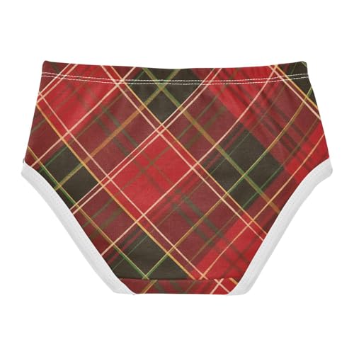 Girls' Cotton Briefs Toddler Cotton Underwear for Toddler Girls Red Black Plaid Pattern Classic Tartan Style2