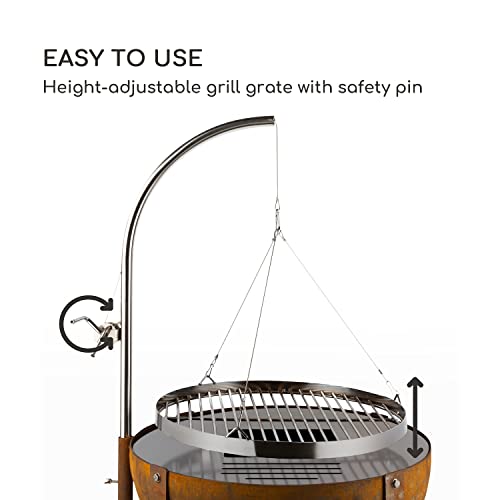 Blumfeldt Fire Globe Feuerschale mit Grill und höhenverstellbarem Grillring