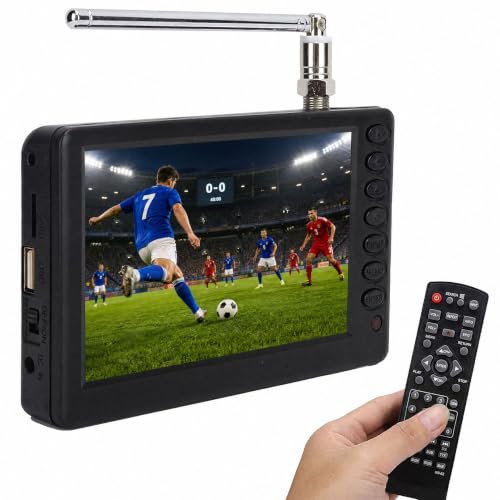 Mini TV numérique de poche ATSC HD TFT LED 1080p avec télécommande, batterie rechargeable de...