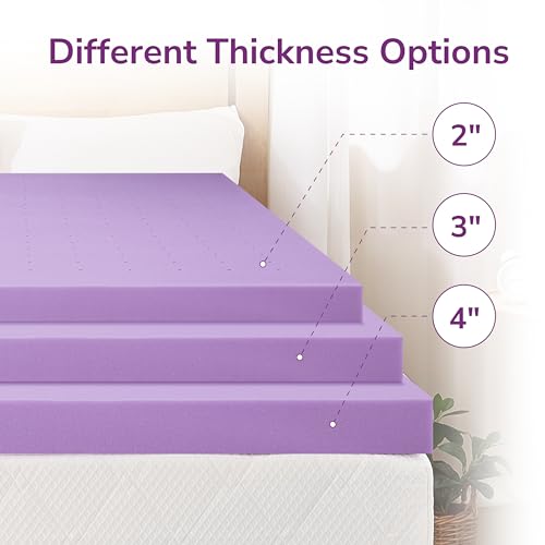 Image of MLILY 2 Inch Twin Lavender Infusion Memory Foam Mattress Topper | Ventilated & Pressure Relieving, CertiPUR-US Certified, Medium Firm Topper for Relaxing Sleep in a Box, 38 inchx75 inch