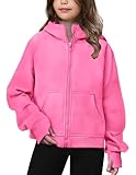 Arshiner Girls Zip Up Hoodies Pink Teen Hooded Sweatshirts Fleece Workout Jackets Kids Fall Winter Clothes...