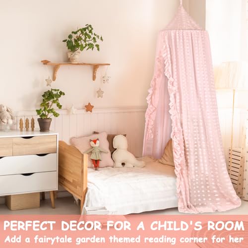 Image of Princess Bed Canopy for Girls - Crib Canopy for Bed - Mosquito Net for Bed, Kids Bed Canopy with Princess Room Decor for Girls Bedroom,Children's Reading Room Decor (Pink)