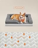 Feandrea Orthopädisches Hundebett für mittelgroße Hunde, wasserdichtes Hundesofa mit abnehmbarem Plüsch-Bezug, 91 x 68 x 16 cm, schiefergrau PGW252G02