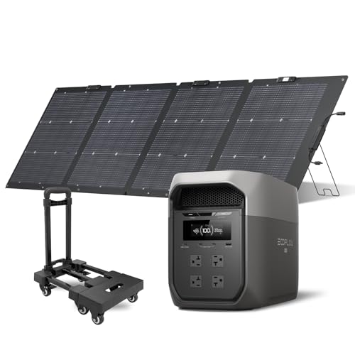 EcoFlow ポータブル電源 DELTA 3 Max + 220W ソーラーパネル+ボータブル電源用キャリーカート 2048Wh大容量 2000W定格出力 (瞬間最大4400W) エコフロー リン酸鉄リチウム 10年長寿命 車中泊・アウトドア・防災・停電対策に最適 純正弦波 AC出力 アプリ遠隔操作対応のサムネイル