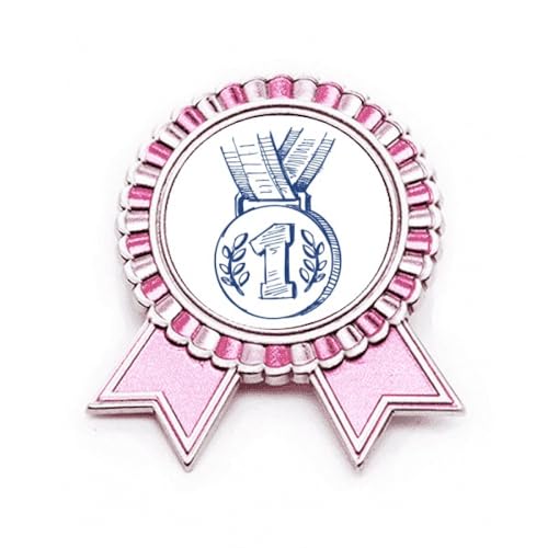 Broche médaille championnat football bleu rose en métal de haute qualité