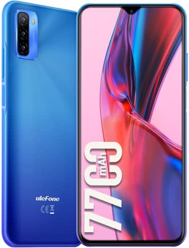 Ulefone Note 12 Unlocked Cell Phone, 4G Unlocked Smartphone, 6.82” Ultra-Large Screen with Slim Structure, 7700mAh Battery, 4+128GB, 3-Card Slot, Face Unlock/Fingerprint Recognition, Blue
