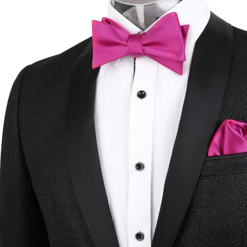 Image of Alizeal Mens 2pcs Solid Self-tied Bow Tie Set | Alizeal Mens 2pcs Self-tied Solid /Animal Bow Tie and Pocket Square Set Perfect for Wedding Business Formal Events