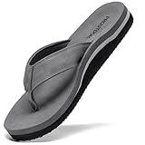 proutdor Men's Wide Flip Flop with Orthotic Arch Support Athletic Slide Thong Sandals for Men Soft Cushion Footbed Cloud Gray 11
