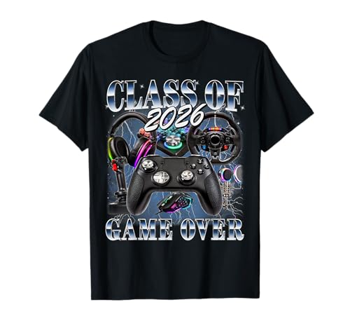 Class of 2026 Game Over Graduate 90s Style Senior Graduation T-Shirt