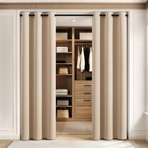 Image of MIULEE Closet Curtain for Open Closet Without Door Grommet Top 34x80 Inches | Covers Closet, Privacy Curtains for Room Divider, Sun /Light Blocking, Quality Fabric, Doorway