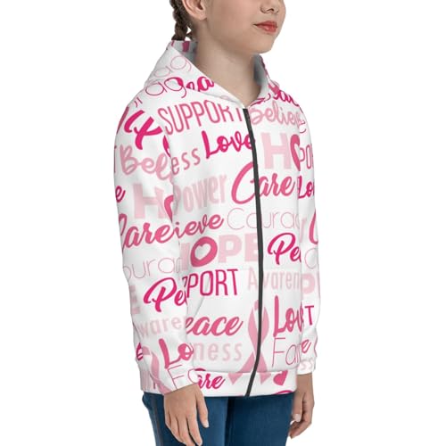 Breast Cancer Pink Ribbons Awareness (2) Kid Hoodies Boys Zip Up Sweatshirts Girls Pullover with Pocket4