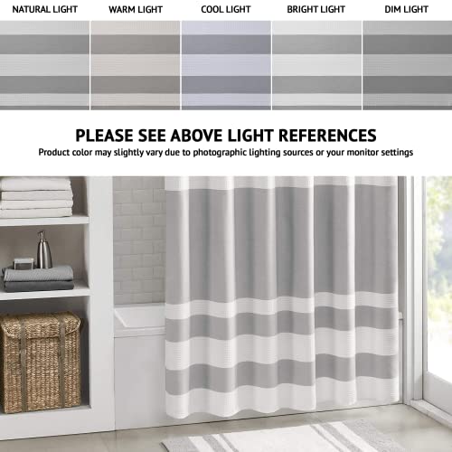 Madison Park MP70-1484 Shower Curtain Waffle Weave Striped Pieced Design Fabric Shower Curtains thumb #4