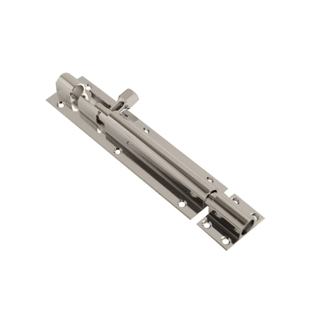 Vibe 38mm Barrel Bolt Straight 200mm x 38mm on Chrome, Surface Mounted Door Bolt, Sliding Door Lock, Lock Bolts for Securing Internal Doors for Bedrooms, Bathrooms, Storage Units and Cupboards