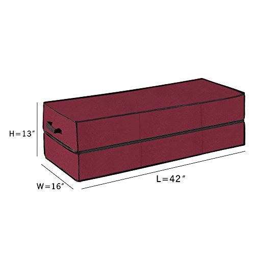 Elf Stor Ultimate Rolling Gift Wrap Storage Bag- Holds Rolls of Wrapping Paper, Ribbons, Bows and More! Burgundy Canvas, Red, 42" x 16" x 12'