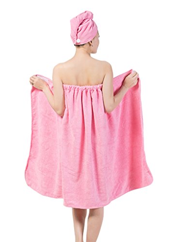 Toalla de sauna para mujer, toalla de sauna para spa, albornoz, toalla de baño con toalla de secado de pelo, ancho ajustable, toalla de sauna de microfibra, sarong Kilt
