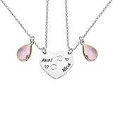 UJIMS Aunt and Niece Heart Matching Necklace Set Auntie Jewelry for Her Birthday Gift Aunt Gift from Nephew (Auntie Niece Necklace)