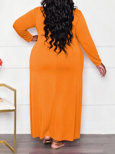 Image of TOPSRANI Womens Plus Size Maxi Dresses for Women Oversize Casual Short Sleeve V Neck Loose Plain Solid Trendy Summer Dress