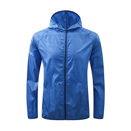 Keepink Raincoat Womens Waterproof Lightweight Rain Jacket Windbreaker Hooded Rain Coats Outdoor Running Jacket Ladies Lightweight Windproof Golf Cycling Softshell Jacket, 067 Blue, M