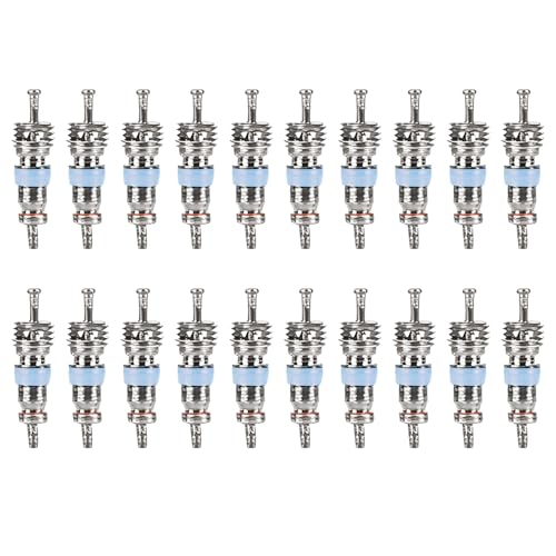 20Pcs Hvac Schrader Valve Core for R32 R22 R410A Refrigerant AC Schrader Valve Kit High Pressure with Teflon Seal HVAC Replacement Part Ideal for Refrigeration Systems and Air Conditioning