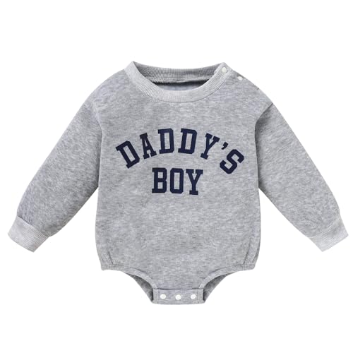 Image of GRNSHTS Newborn Baby Boy Outfit Long Sleeve Oversized Romper Toddler Boy Coming Home Outfit Baby Boy Fall Winter Clothes