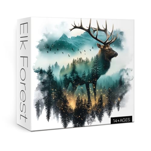 Puzzle de Arte Elk Forest para Adultos 1000 Piezas Naturaleza, Animales, Paisaje Mágico, Rompecabezas Desafiante miniatura 1