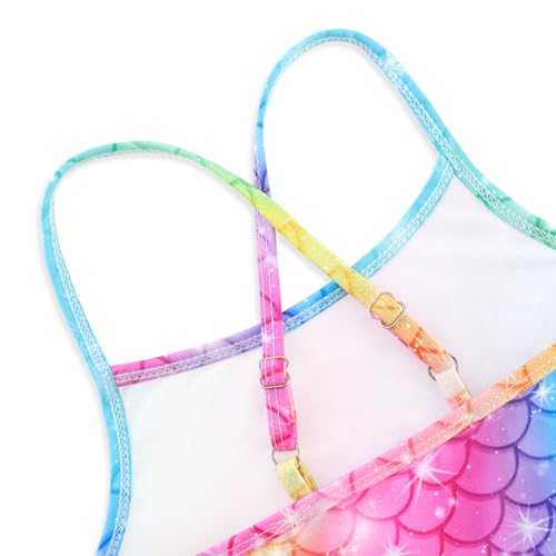 Image of Girls Swimsuit One Piece Bathing Suit with Adjustable Straps Cute Little Kids Swimming Suits Beach Swimwear 4T-12