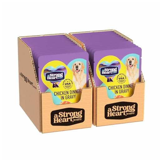 A Strong Heart Wet Dog Food Pouches, Chicken Dinner in Gravy, 3.5 oz Pouches (Pack of 24), Made in The USA with Real Chicken