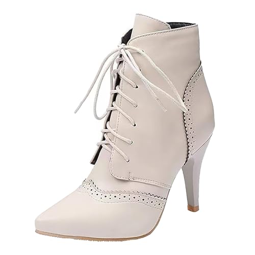 Briskorry Bottines vintage victoriennes pour femme - Bottes en cuir - Style rétro gothique - Steampunk - En cuir synthétique - Bout pointu - Bottes de moto à lacets - Pour la fête de la bière, N1 Wh2,