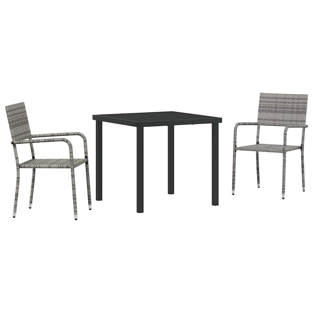 Ensemble repas jardin résine tressée de qualité avec table verre trempé et acier robuste