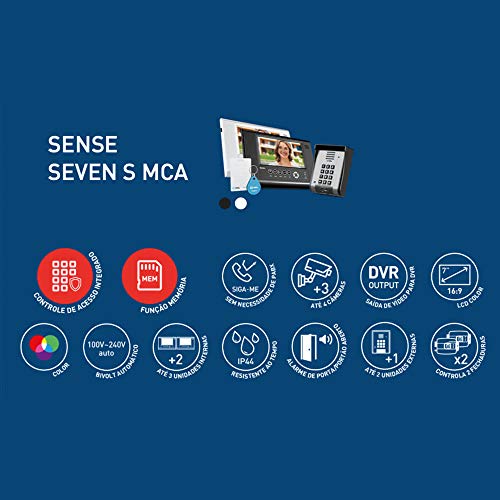 Video Porteiro Eletrônico HDL com Memória Controle de Acesso Siga-Me Seven S MCA Preto