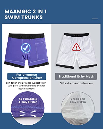 Image of maamgic Mens 5 Inch Stretch Swimming Shorts Compression Liner Swim Trunks Swimwear Bathing Suits Beach Wear Swim Suits