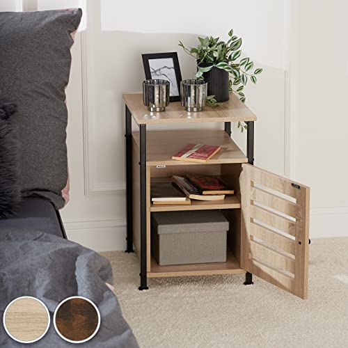 tectake-800925-Mueble-Auxiliar-para-el-salon-Mesita-de-Noche-para-el-Dormitorio-Mobiliario-de-Interior-Madera-Industrial-Oscura