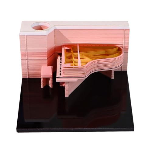 SIWEME 3D Art Calendar 2027,3D Memo Pad Creative Time Piece Calendar Pink Piano Rip Away Paper Carving Multi-color DIY Note