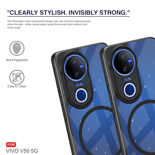 Image of AESTMO Vivo V50 5G / V50e 5G Back Cover | 360 Protection | Crystal Clear Hard Back Transparent | Compatible with MagSafe Accessories for Vivo V50 5G / V50e 5G (PC+TPU, Black Bumper)