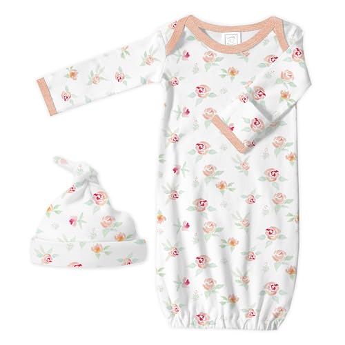 Image of SwaddleDesigns Softest Cotton Baby Pajama Gown with Foldover Mitten Cuffs for Infant Boy and Girl, Newborn, 0-3 Months