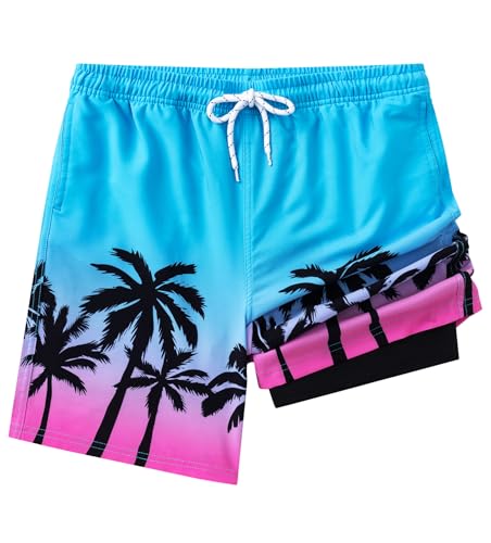 Aueyan Boys Swim Trunks Size 10-12,Boys Swim Shorts with Lining Cool Swimming Trunks Compressioned Boy's Swimwear 8 9 10 11 Years Old