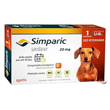 Simparic 20mg, 5,1kg até 10kg 1 Comprimido para Cães