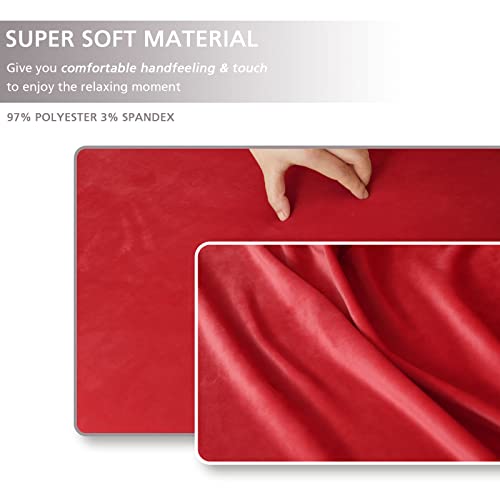 Niceec Sofa Cover Super Soft 1-Piece Red Sofa Slipcover For Sofas Stretch Universal Spandex Couch Covers For Living Room Easy Fit Washable Furniture Sofa Protector With Skirt #TOP1