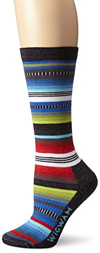 Wigwam Women's Taos Merino Wool Color Stripped Casual or Hiking Crew Socks, Black, Medium Wigwam Women's Taos Merino Wool Color Stripped Casual or Hiking Crew Socks, Black, Medium