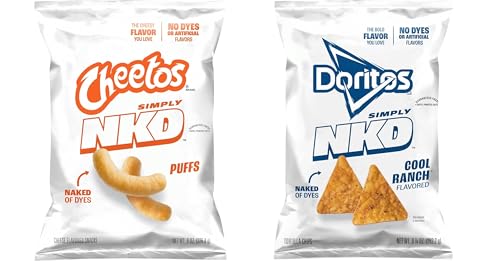 Cheetos & Doritos Simply NKD Chips No Dyes No Artificial Flavors - 2 bags (Cheetos Puffs & Doritos Cool Ranch)