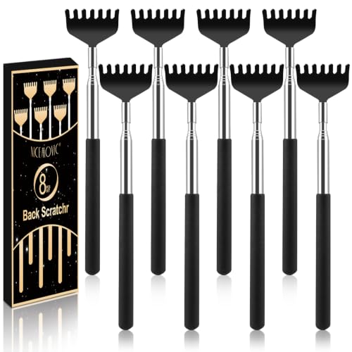 Image of NICEMOVIC 8 Pack Back Scratcher, Bulk Small Gifts for Adults Women | Christmas Stocking Stuffers for Women Men Teens, Prizes for Adults, Birthday Gag Gift for Mom Dad (Black)