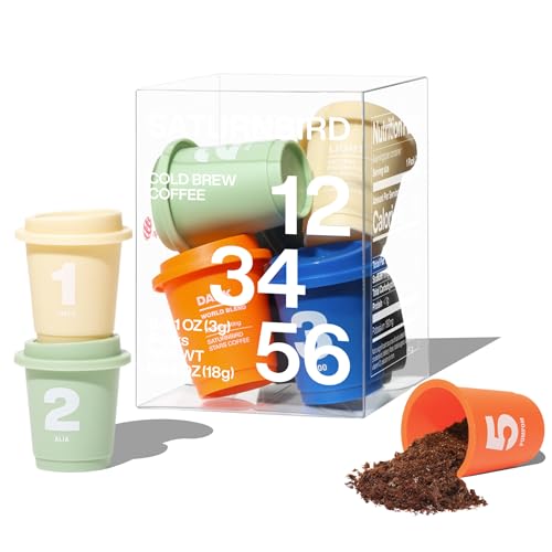 Saturnbird Instant Coffee Pods, Light/Medium/Dark Roast, 100% Arabica, Freeze-dried Coffee without Machine, Brew with Hot/Cold Water or Milk, 6 Count (NO.1-6 MIX)