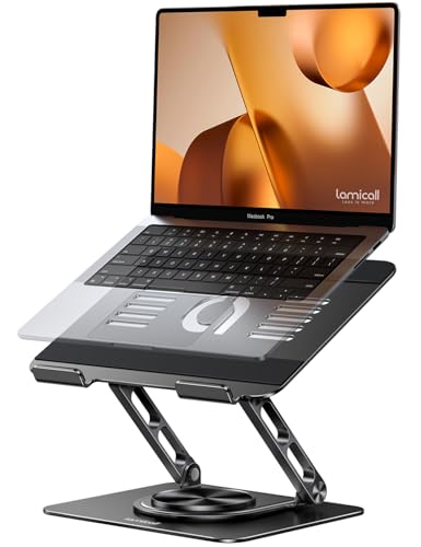Lamicall Stojak na laptopa, Regulowany stojak na laptopa - [Obrót 360°] Składany aluminiowy stojak na notebooka do biurka/biura, Uniwersalna ergonomiczna podstawa na laptopa dla MacBook Pro Air, 10