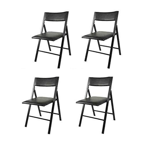 Liuhuan Folding Chair Steel Frame Slim PU Leather Padded,Office Conference Computer Chair Home Dining Chair，pack-4