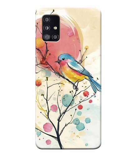 Image of Printed Hard Back Case Cover & Compatible for Samsung Galaxy M51 | Birds Painting Art (Multicolor) - D1199