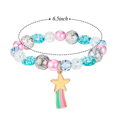 Hicarer 9 Pcs Unicorn Girls Bracelets for Girls Rainbow Bracelets Princess Colorful Cute Beaded Jewelry for Friendship Gift Goodie Bag Stuffers Fillers Birthday Party Favors(Bead Style)2