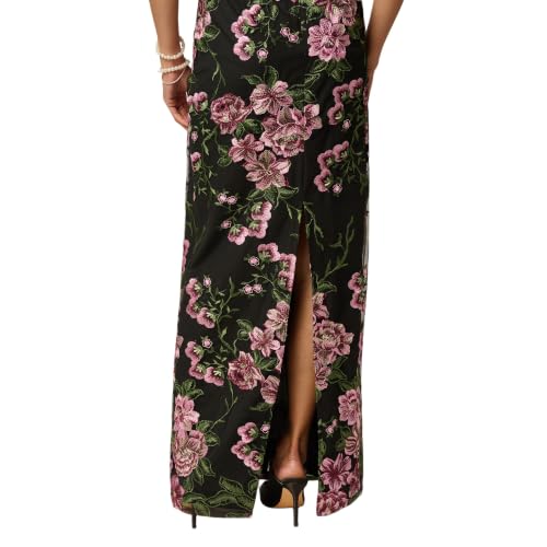 Image of Adrianna Papell Cascading Floral Embroidered Long Column Gown